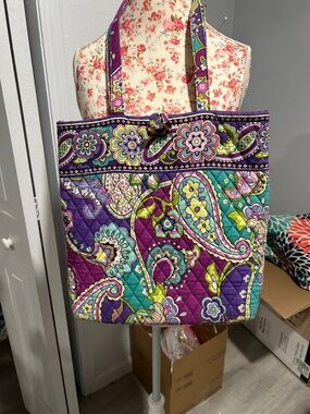 Vera Bradley Quilted Paisley Tote in Purple and Teal